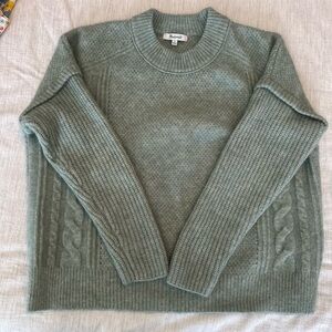 Madewell Havener Cable Pullover Sweater - Frosted Sage